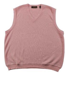 Peru Unlimited Baby Alpaca Wool Blend V-Neck Sweater Vest Men's XLarge Pink Soft